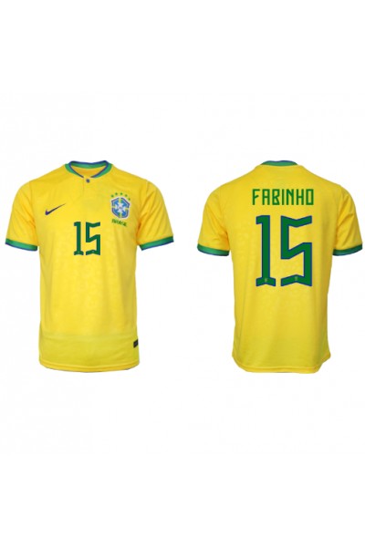 Brazilië Fabinho #15 Voetbaltruitje Thuis tenue WK 2022 Korte Mouw